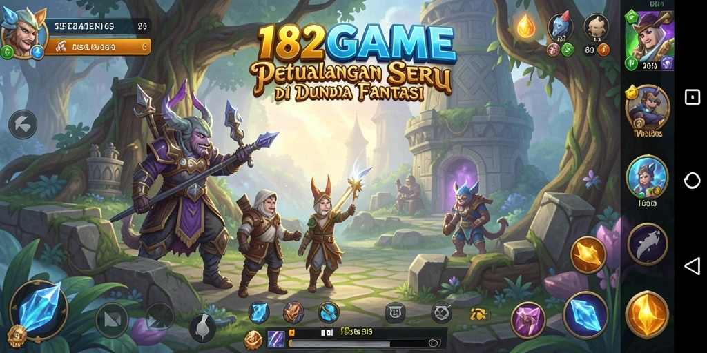 Screenshot utama 182GAME menampilkan pertarungan epik dengan grafis menawan.