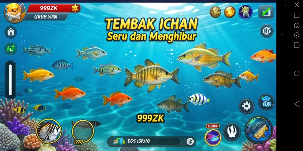 Gameplay seru dan menantang dalam 999ZK saat menembak ikan.
