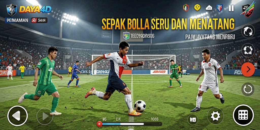 Tangkapan layar utama DAYA4D menunjukkan aksi seru di lapangan sepak bola.