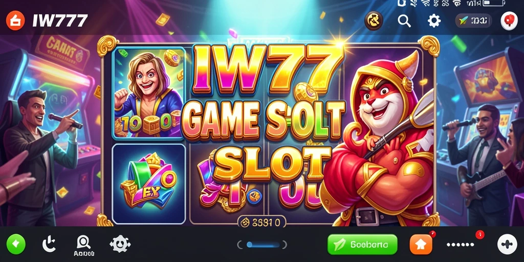 Screenshot gameplay IW777 menampilkan mesin slot yang menakjubkan dan grafis yang cemerlang.