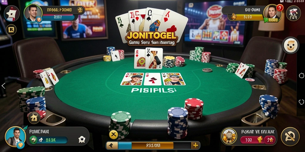 Tampilan permainan Poker seru di JONITOGEL dengan grafik menarik.
