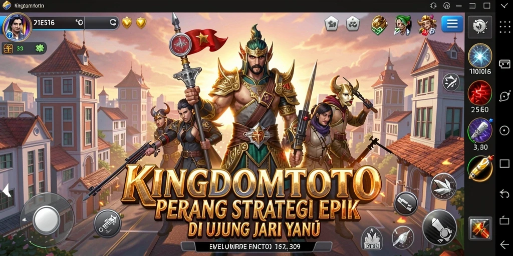 Tangkapan layar KINGDOMTOTO menampilkan pertempuran strategis yang mendebarkan.