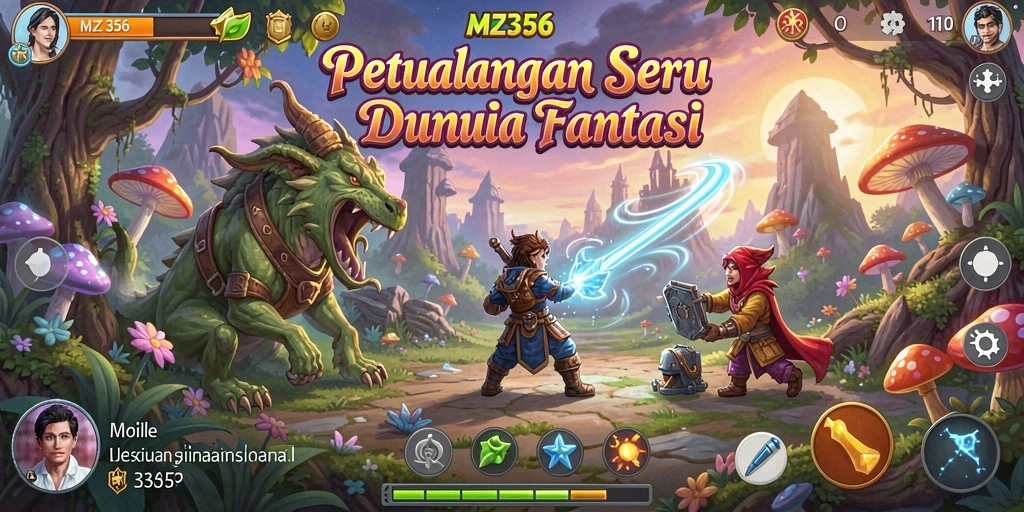 Screenshot MZ356 menunjukkan pemain menjelajahi dunia petualangan yang menakjubkan.