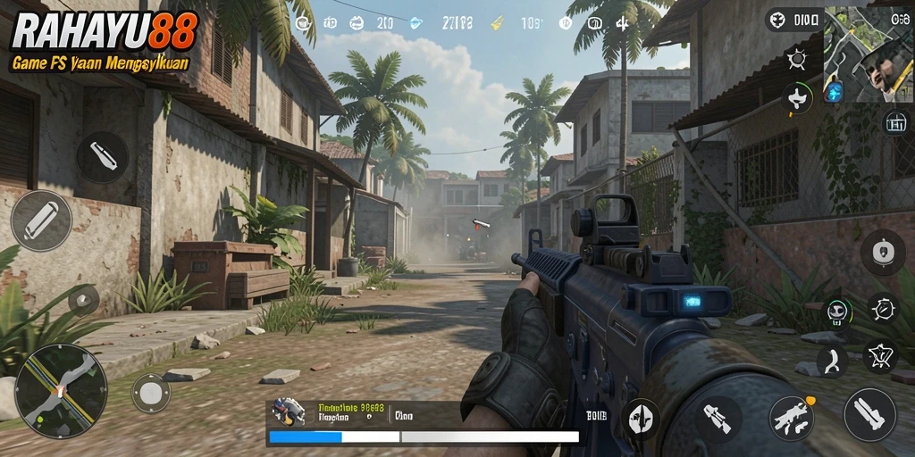 Screenshot dari gameplay RAHAYU88 menunjukkan aksi tembak-menembak yang seru.
