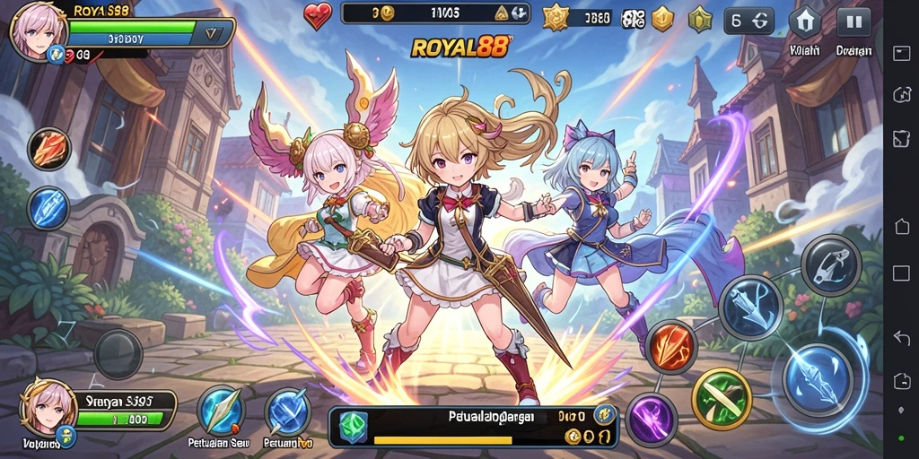 Tampilan menarik dari gameplay ROYAL88 penuh aksi Anime.