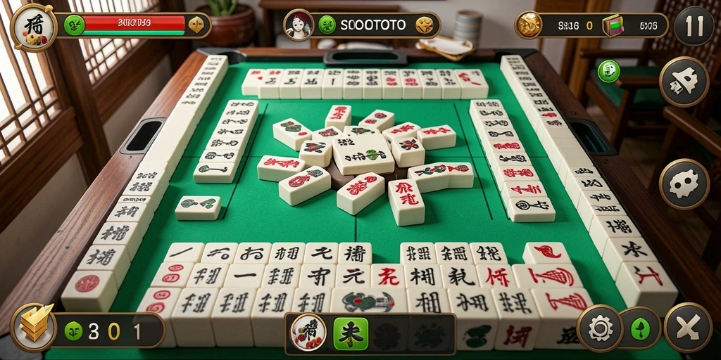 Gameplay Mahjong seru dengan grafis yang menarik dan menantang.