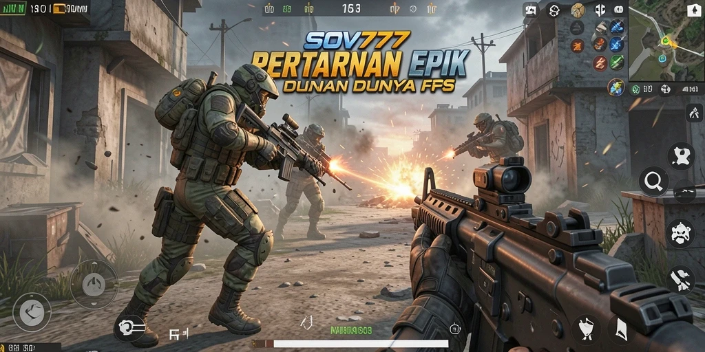 Tangkapan layar SOV777 menampilkan aksi gameplay FPS yang mendebarkan.