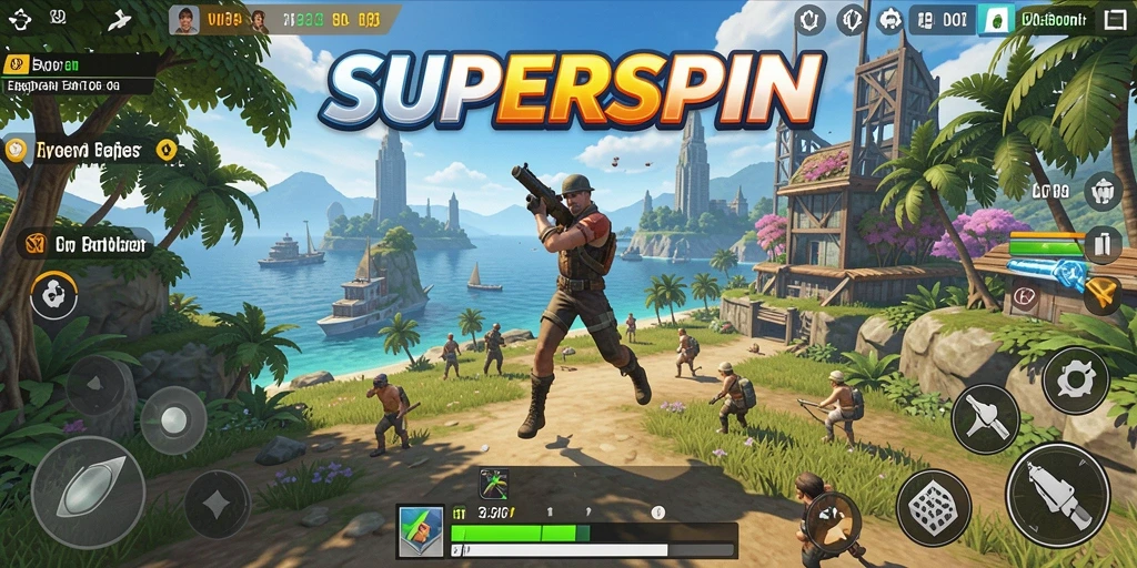 Tampilan gameplay Open World yang menakjubkan dalam SUPERSPIN.