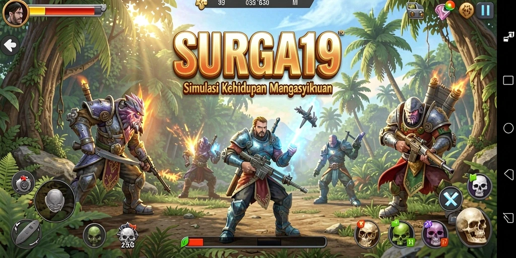 Tampilan gameplay SURGA19 yang menggambarkan simulasi kehidupan yang seru.