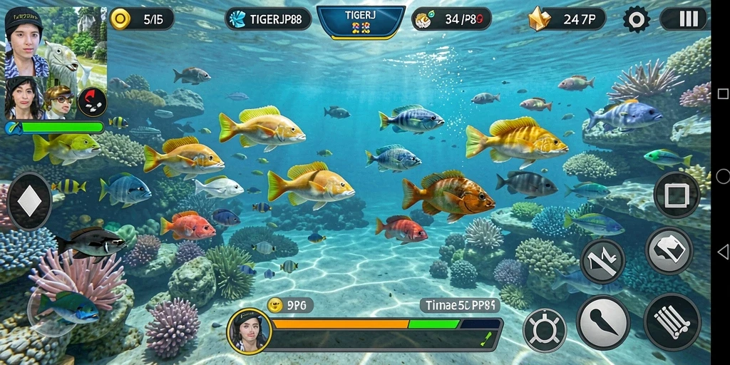 Tampilan dinamis gameplay Tembak Ikan yang mengasyikkan.