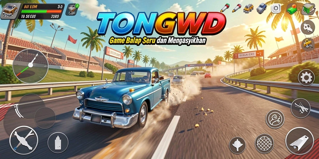 Gameplay balap TONGWD yang menegangkan dan seru.